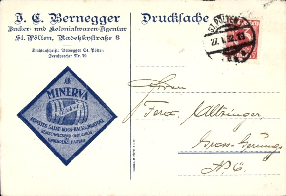 Ak Werbung, Minerva, Feinstes Salat-Koch-Back-Bratöl