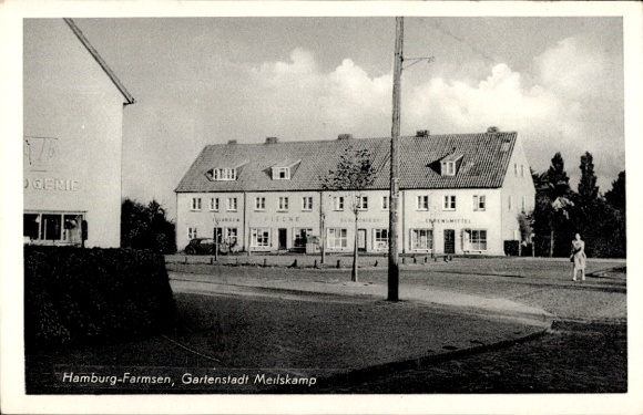 Ak Hamburg Wandsbek Farmsen Berne, Gartenstadt Meilskamp, Straßenpartie