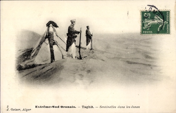 CPA Taghit Algérie, Sentinelles dans les dunes