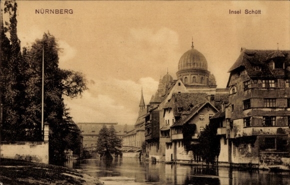 Ak Nürnberg, Insel Schütt, Kuppel der Synagoge