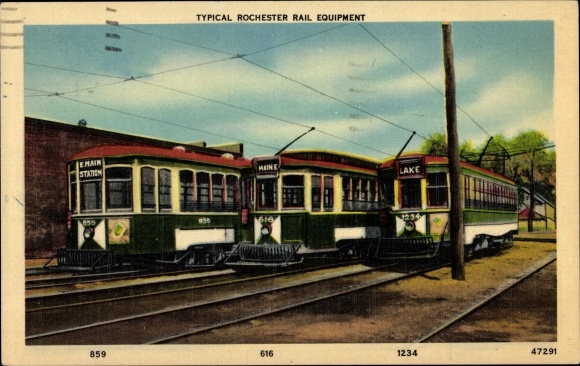 Ak Rochester New York USA, typische Rochester-Schienenausrüstung
