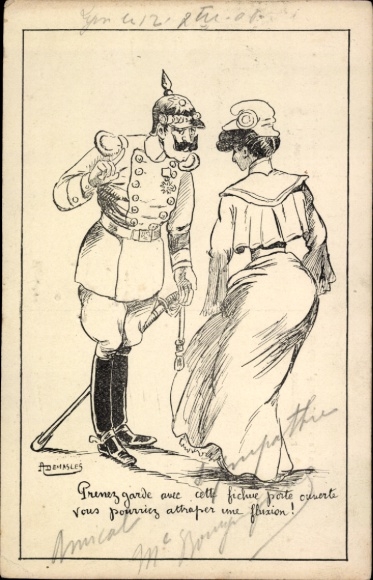 Künstler Ak französische Karikatur, Kaiser Wilhelm II.