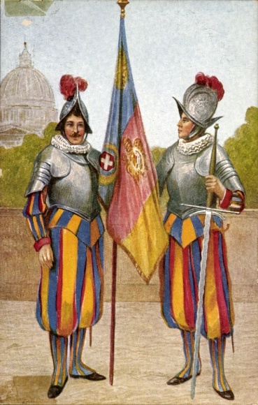 Künstler Ak Vatikan, Portabandiera Svizzero e suo accompagno