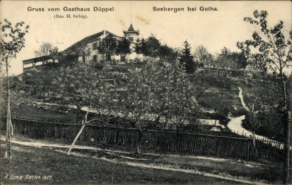 Ak Seebergen Drei Gleichen Thüringen, Gasthaus Düppel, Inh. H. Sebig