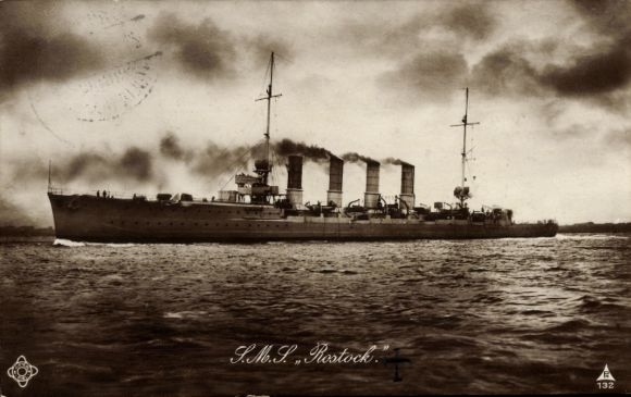 Ak Deutsches Kriegsschiff, SMS Rostock, Kleiner Kreuzer