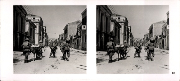 Stereo Raumbild Foto Fliegen und Siegen Nr. 65, Fallschirmjäger auf Kreta