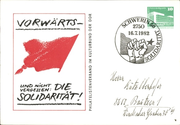 Ak Vorwärts - und nicht vergessen: Die Solidarität, Philatelistenverband im Kulturbund der DDR