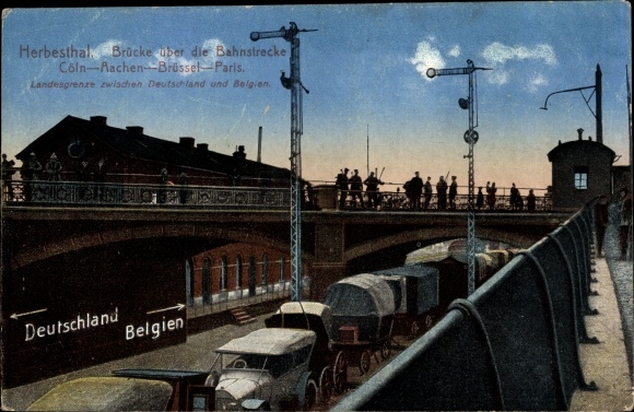 Ak Herbesthal Lontzen Wallonien Lüttich, Brücke über die Bahnstrecke Köln-Aachen-Brüssel-Paris