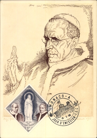 Künstler Ak Papst Pius XII., Porträt