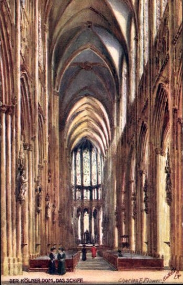 6 Künstler AK im Umschlag  Der Cölner Dom, Oilette Serie von Charles Flower