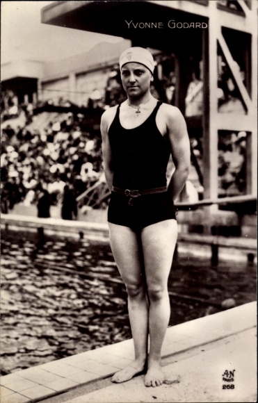 Ak Yvonne Godard, französische Freistil-Schwimmerin