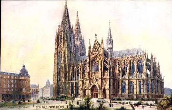 6 Künstler AK im Umschlag  Der Cölner Dom, Oilette Serie von Charles Flower