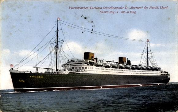 Ak Dampfer Bremen, Norddeutscher Lloyd Bremen, Turbinenschnelldampfer