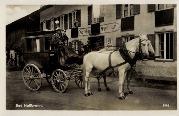Foto Ak Bad Heilbrunn in Oberbayern, Gasthof zur Post, Kutsche