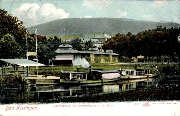 Ak Bad Kissingen Unterfranken Bayern, Landeplatz der Dampfboote