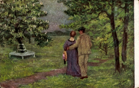 Künstler Ak Winter-Bauer, F., Spaziergang