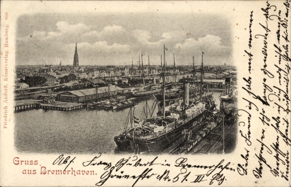 Ak Bremerhaven, Hafenansicht, Schiffe,   