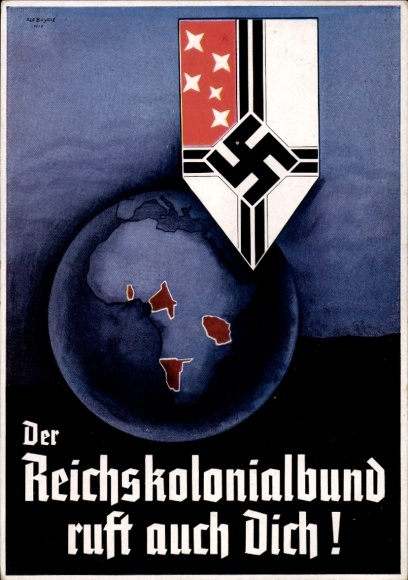 Ak Der Reichskolonialbund ruft auch dich, Wappen, Deutsche Kolonien in Afrika