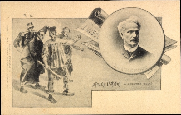 Judaika Künstler Ak Dreyfus Affäre, Affaire Dreyfus, Rochefort, Conspuez Zola