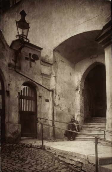 Ak Tallinn Reval Estland, Schwedentor, Alt- Steinweg, Laterne, Soldat