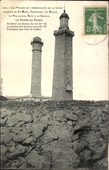 Ak Leuttürme an der Loire-Mündung, sichtbar von Saint-Marc, Pornichet, La Baule, Le Pouliguen