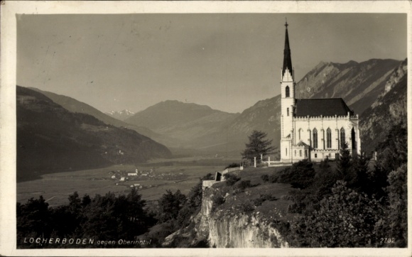 Ak Locherboden Tirol, Kirche, Berge, Tal,  Oberinntal