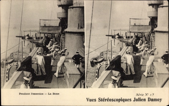 Stereo Ak Französisches Kriegsschiff, Übungen, Geschütz, Marinesoldaten