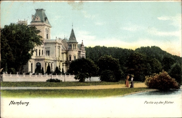 Ak Hamburg Nord Eppendorf, Villa, an der Alster