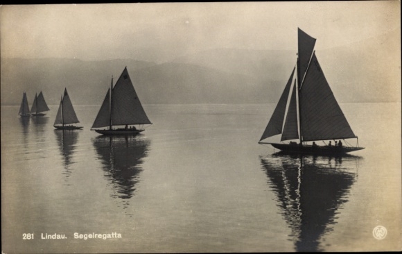 Ak Lindau am Bodensee Schwaben, Segelregatta, Segelboote