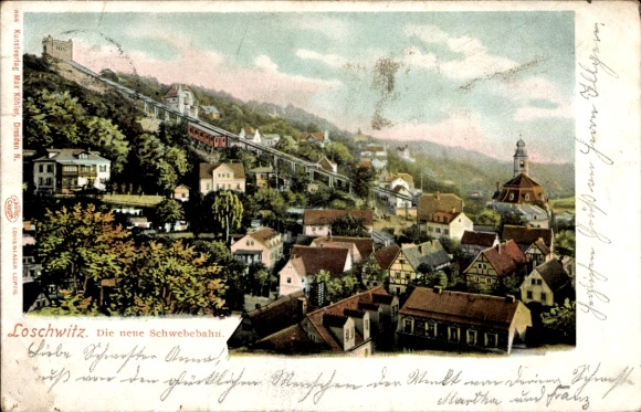 Ak Dresden Loschwitz, Teilansicht, Schwebebahn
