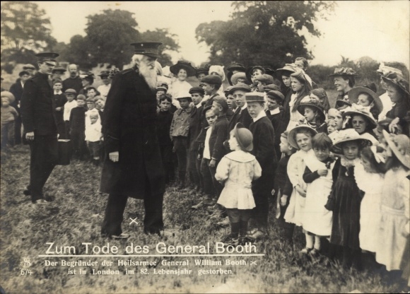 Ak General Booth, Begründer der Heilsarmee, Trauerkarte