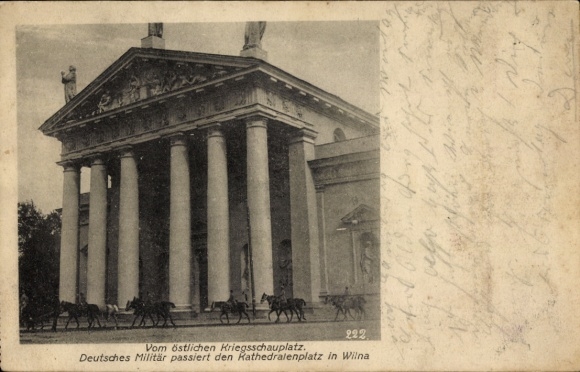Ak Vilnius Wilna Litauen, Deutsches Militär, Kathedralenplatz,  östlicher Kriegsschauplatz