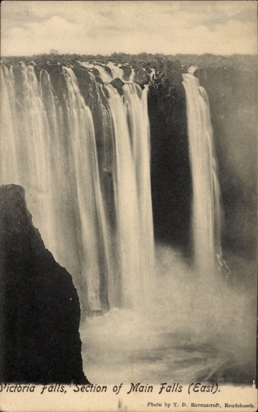 Ak Victoria Falls Simbabwe, Blick auf die Wasserfälle