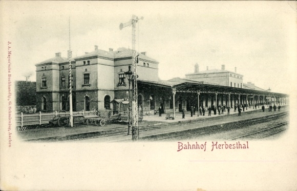 Ak Herbesthal Lontzen Wallonien Lüttich, Bahnhof Gleisseite, Deutsch Belgische Grenze