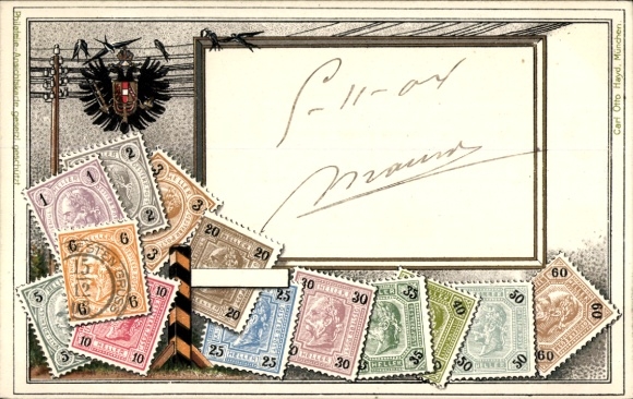 Präge Wappen Briefmarken Ak Österreich, Heller
