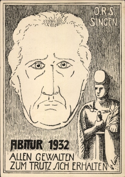Studentika Ak Singen Hohentwiel Baden Württemberg, Oberrealschule, Abitur Goethejahr 1932