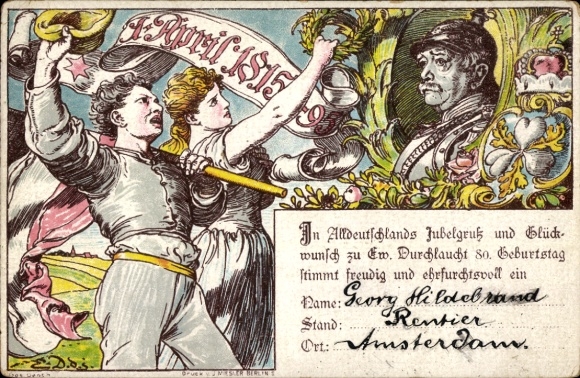 Ganzsachen Ak Fürst Otto von Bismarck, 80. Geburtstag 1. April 1895