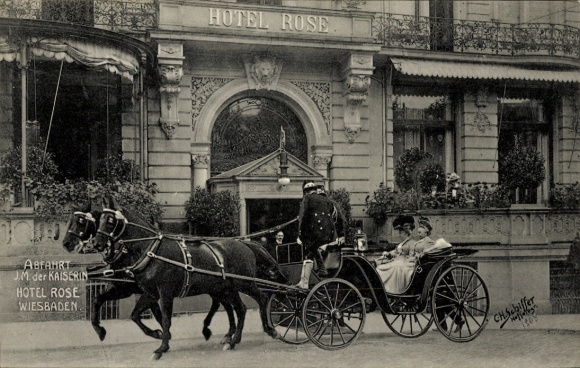 Ak Wiesbaden in Hessen, Hotel Rose, Abfahrt der Kaiserin