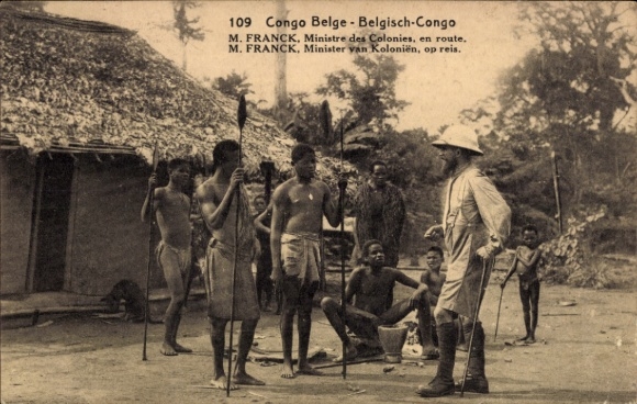 Ganzsachen Ak Zaire Belgisch Kongo, M. Franck, Ministre des Colonies, en route