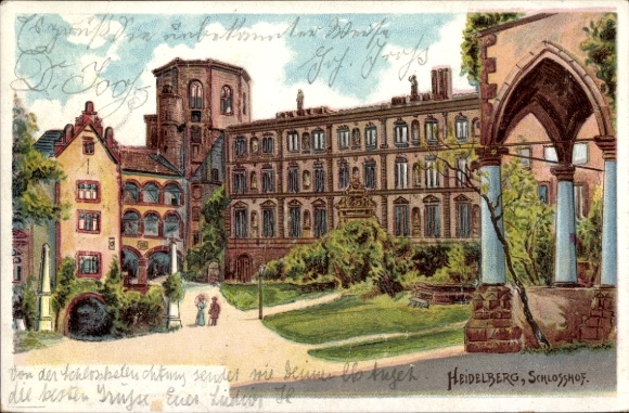 Künstler Ak Heidelberg, Schlosshof