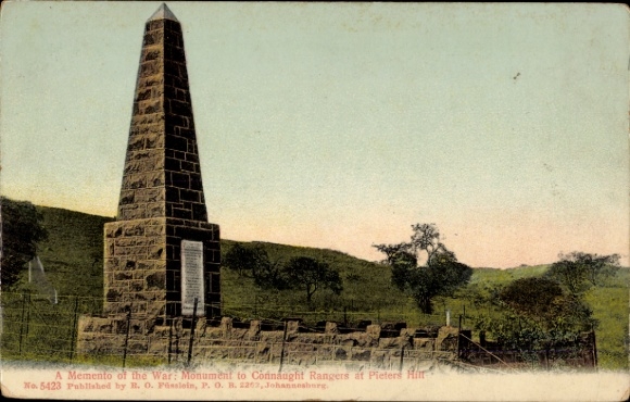 Ak Johannesburg Südafrika, Pieters Hill, Kriegerdenkmal Connaught Rangers