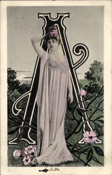 Buchstaben Ak Buchstabe A, Frau-Porträt