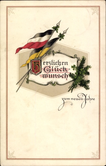 Ak Neujahr, Flaggen 1. WK