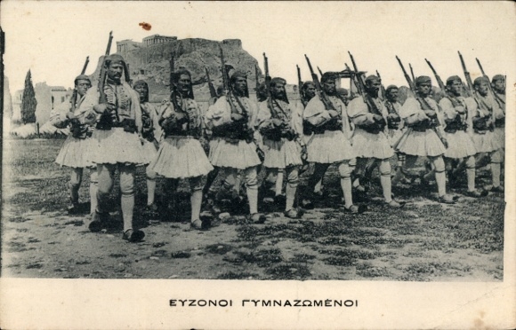 Ak Athen Griechenland, Griechische Soldaten, Trachten