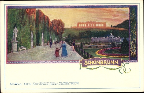 Künstler Ak Wien 13 Hietzing Österreich, Schönbrunn, Schloss, Schlosspark