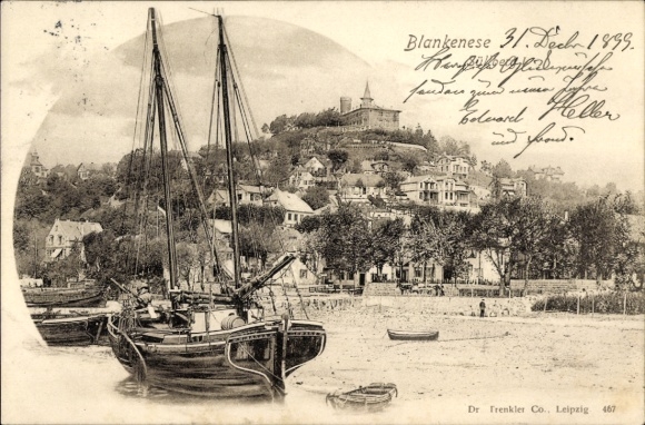 Ak Hamburg Altona Blankenese, Teilansicht, Boote