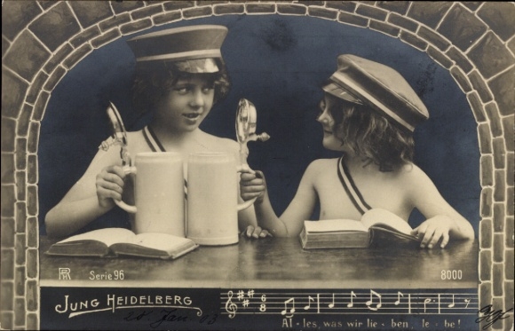 Studentika Ak Jung Heidelberg, Lied, Alles was wir lieben lebe, Bier, RPH Serie 96 Nr 8000