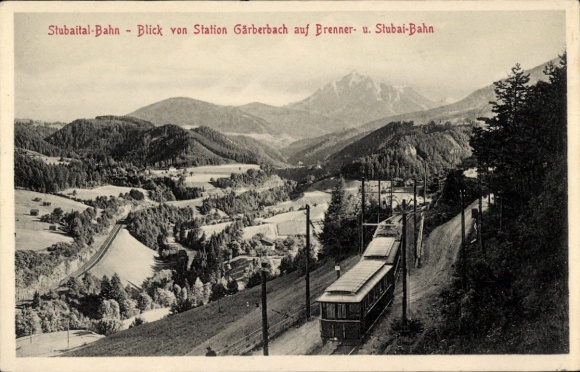 Ak Gärberbach Mutters in Tirol, Blick von Station auf Brenner- und Stubai Bahn, Bahnstrecke