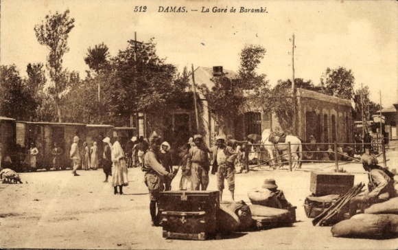 Syrisches Damaskus Ak, Bahnhof Baramke