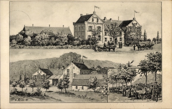 Künstler Ak Risse, C., Rath Düsseldorf Nordrhein Westfalen, Restaurant Bauenhaus, Bes. H. Bremecker